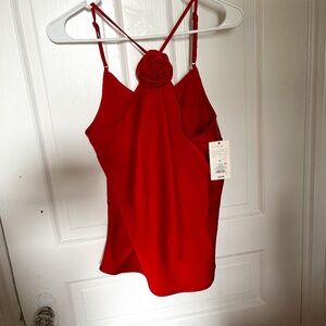 Women's Satin Removable Rosette Halter Top - A New Day Red S Target